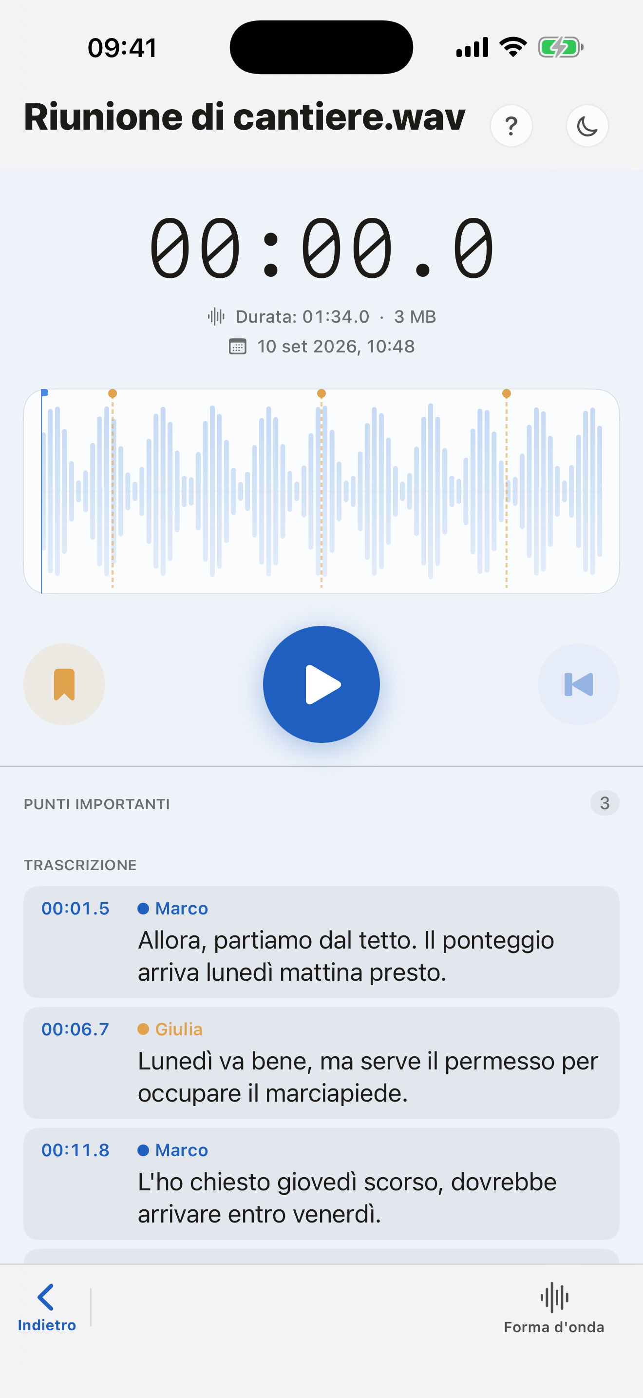 Il registratore di xDesk con la trascrizione